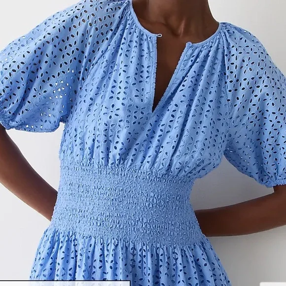 🍋 Provence smocked-waist midi dress in eyelet NWT